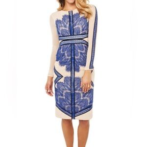 Snidel Yvette Long Sleeve Dress Blue Lace Applique Runs Small Size L